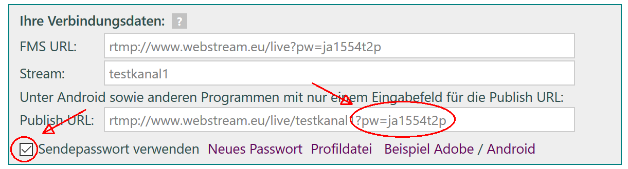 Anzeige der Verbindungsdaten