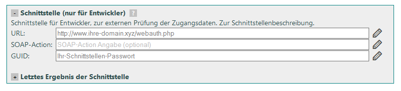 Passwort-Schnittstelle